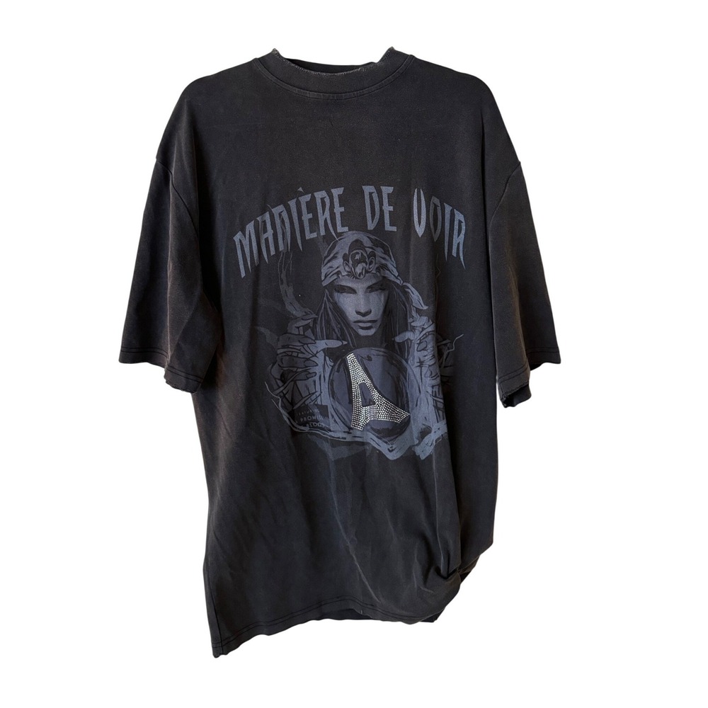Maniere De Voir Boy Black Graphic Oversized Crew Neck T-Shirt Size Small